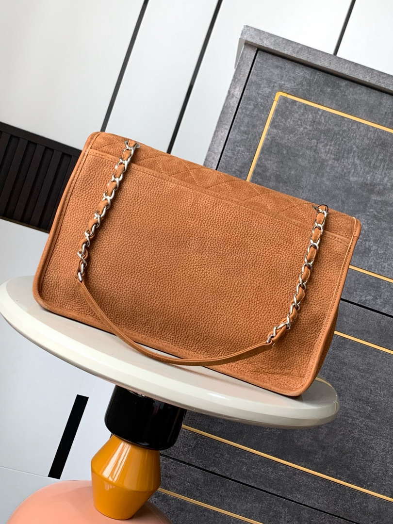 Chanel A90090 Flap Bag Vintage Earthy Yellow Suede Silver