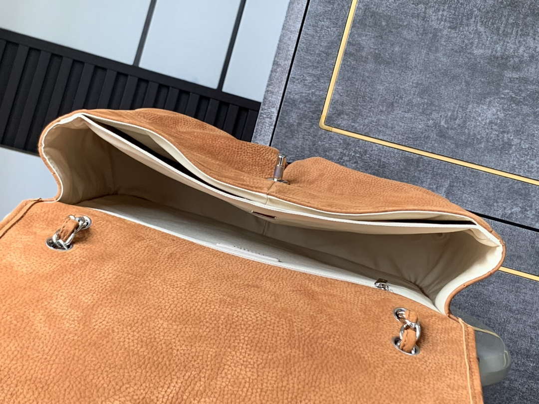 Chanel A90090 Flap Bag Vintage Earthy Yellow Suede Silver - Default Title - View 8