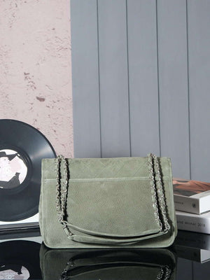 Chanel A90090 Flap Bag Vintage Green Suede Silver - Default Title - View 3