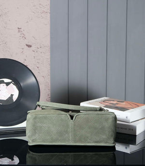 Chanel A90090 Flap Bag Vintage Green Suede Silver - Default Title - View 5