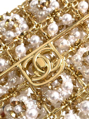 Chanel A90091 Limited Edition Pearl Metal CF Evening Flap Bag gold metal - Default Title - View 5