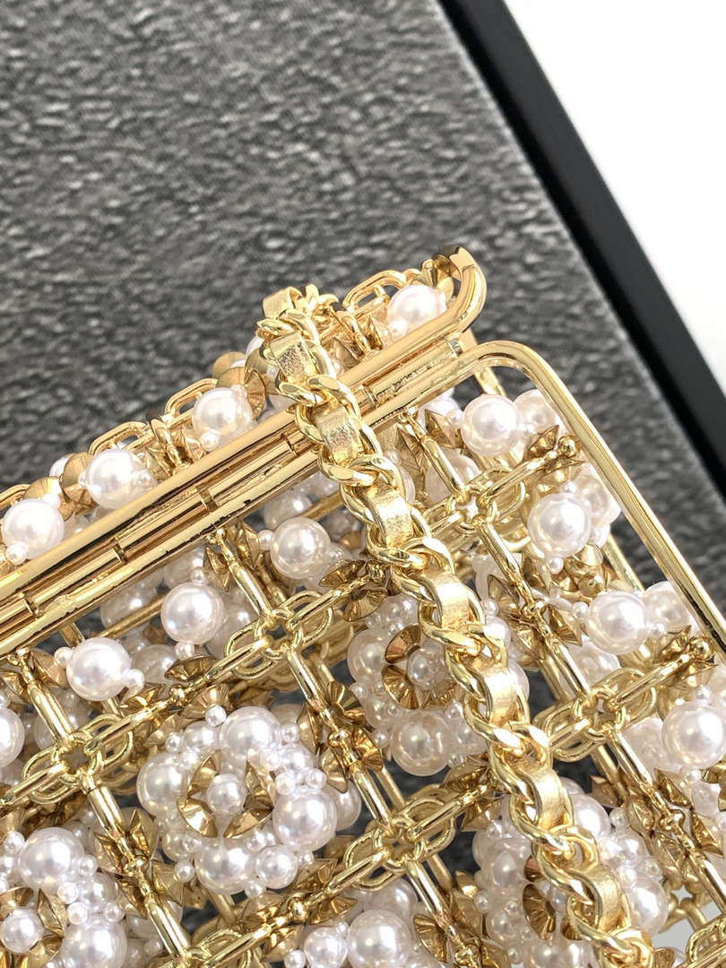Chanel A90091 Limited Edition Pearl Metal CF Evening Flap Bag gold metal - Default Title - View 6