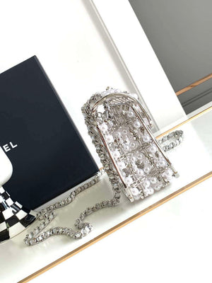 Chanel A90091 Limited Edition Pearl Metal CF Evening Flap Bag Silver metal - Default Title - View 2