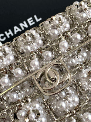 Chanel A90091 Limited Edition Pearl Metal CF Evening Flap Bag Silver metal - Default Title - View 5