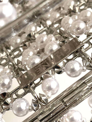 Chanel A90091 Limited Edition Pearl Metal CF Evening Flap Bag Silver metal - Default Title - View 9
