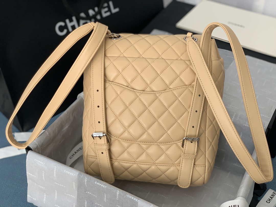 Chanel A91120 Backpack Vintage Lambskin Bag Apricot - Gold / Small 25 x 20 x10 ???? - View 6