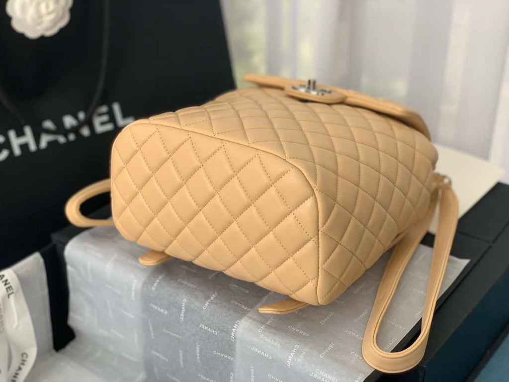 Chanel A91120 Backpack Vintage Lambskin Bag Apricot