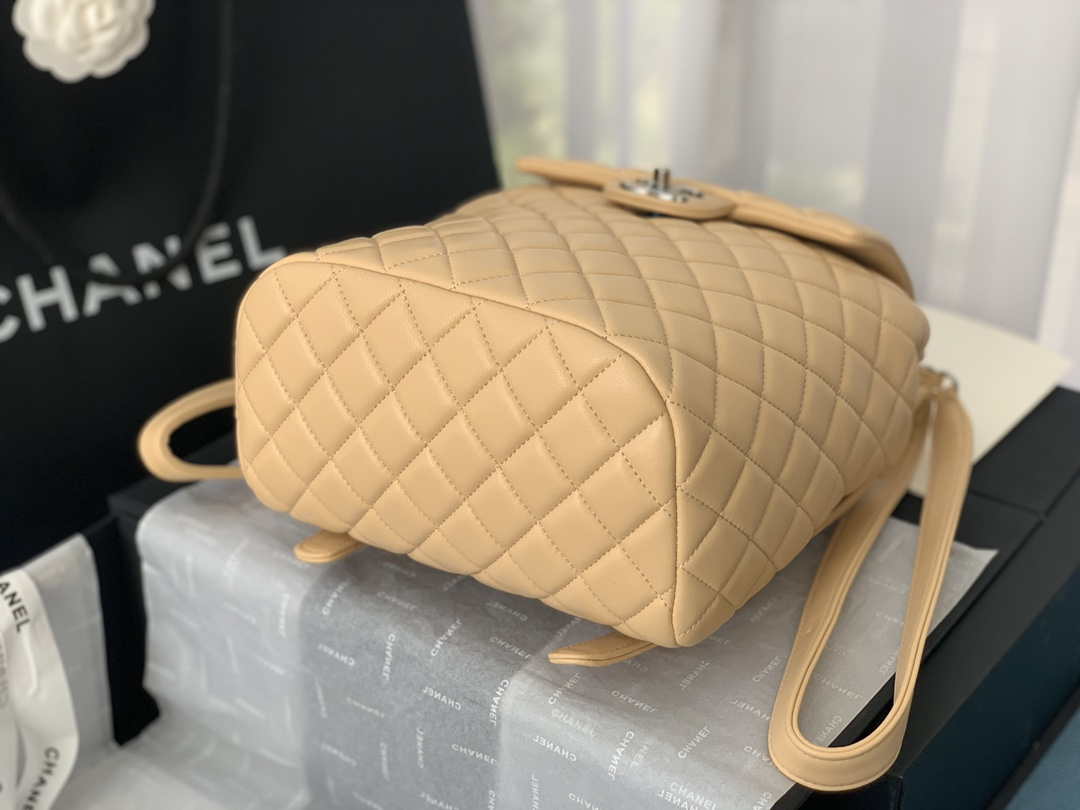 Chanel A91120 Backpack Vintage Lambskin Bag Apricot