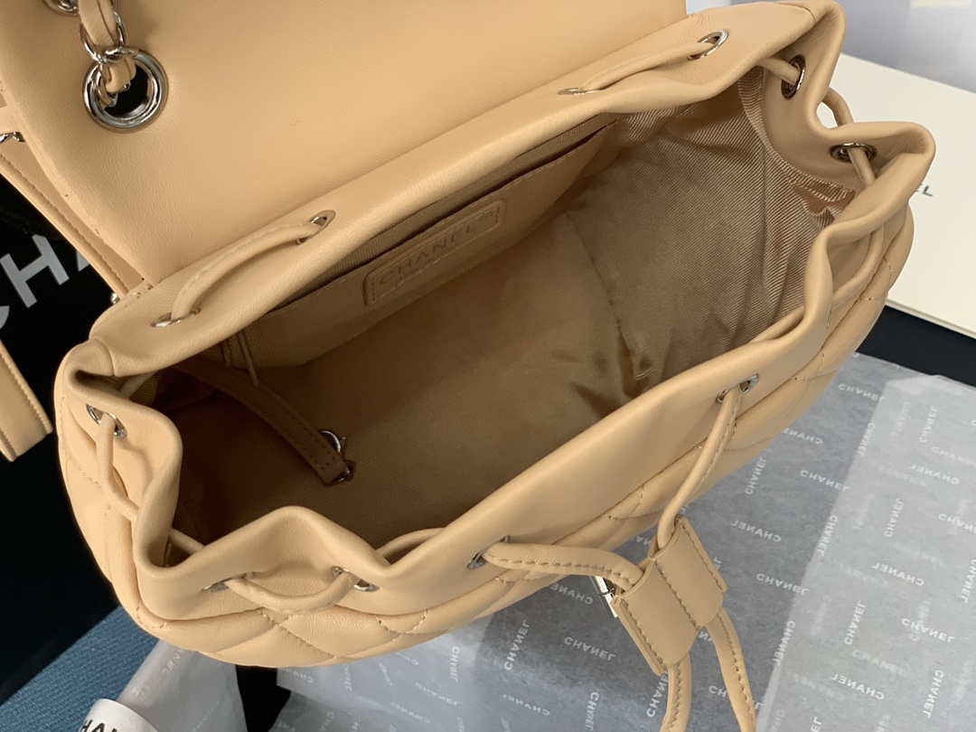 Chanel A91120 Backpack Vintage Lambskin Bag Apricot - Gold / Small 25 x 20 x10 ???? - View 10