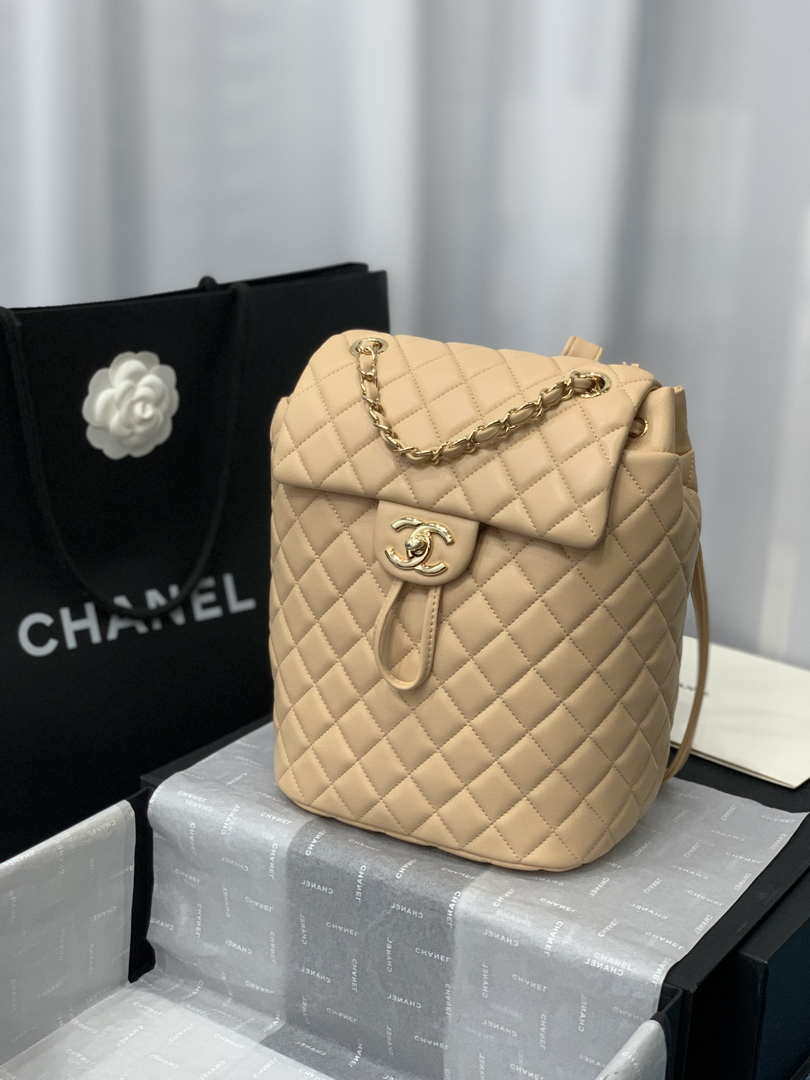Chanel A91120 Backpack Vintage Lambskin Bag Apricot