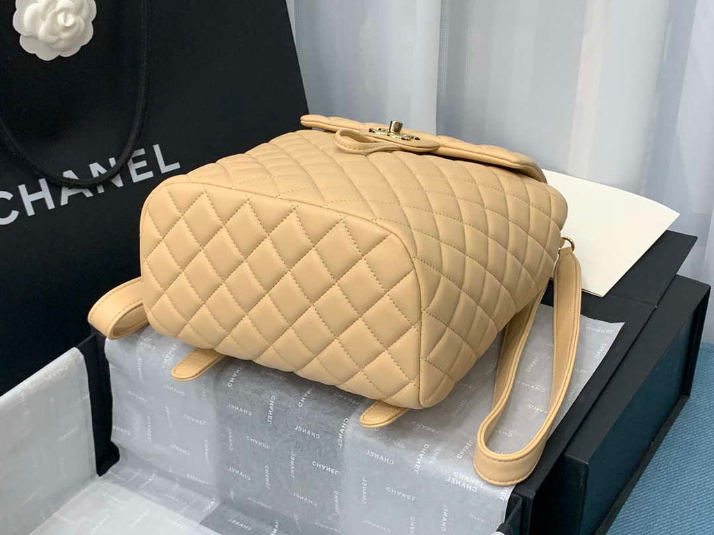 Chanel A91120 Backpack Vintage Lambskin Bag Apricot