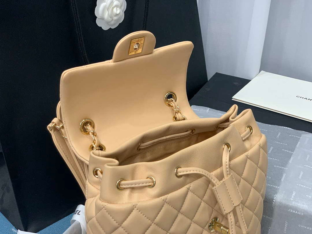 Chanel A91120 Backpack Vintage Lambskin Bag Apricot