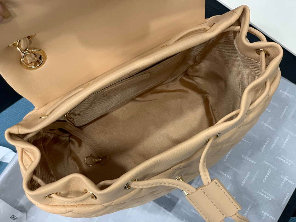 Chanel A91120 Backpack Vintage Lambskin Bag Apricot