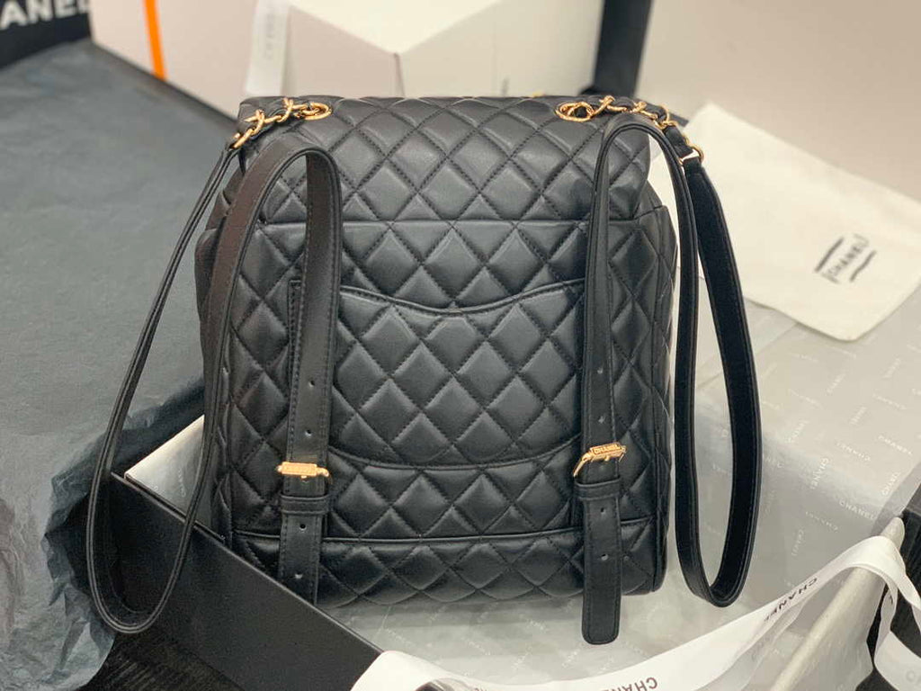 Chanel A91120 Backpack Vintage Lambskin Bag Black