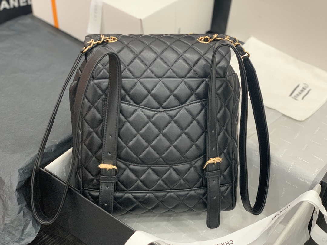 Chanel A91120 Backpack Vintage Lambskin Bag Black