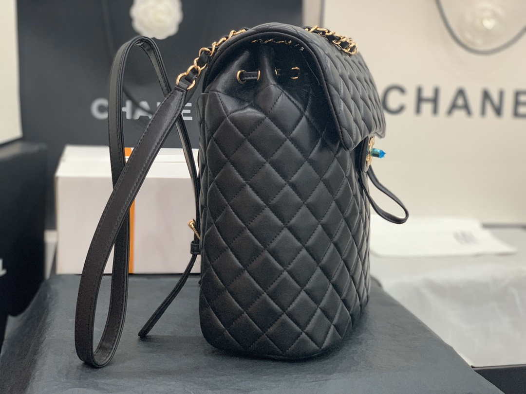 Chanel A91120 Backpack Vintage Lambskin Bag Black