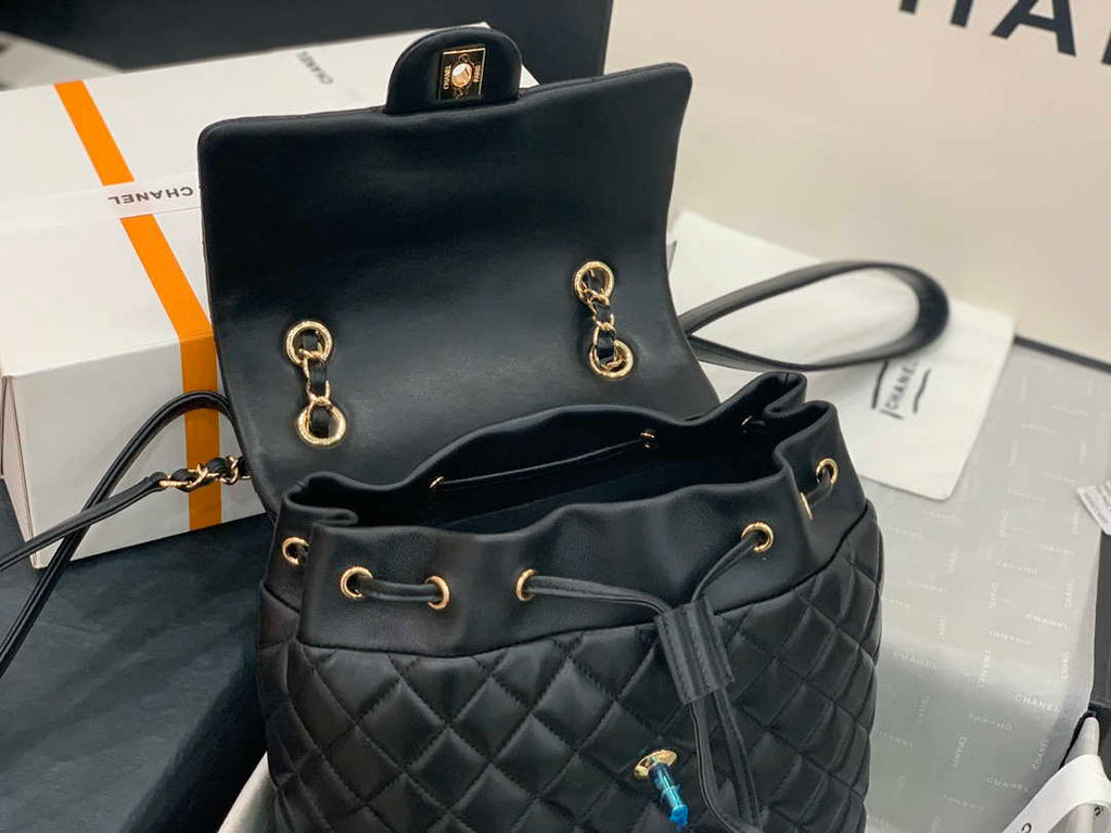 Chanel A91120 Backpack Vintage Lambskin Bag Black