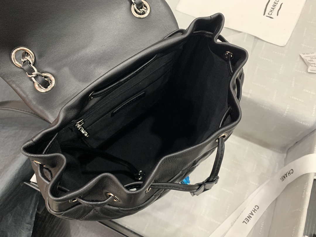 Chanel A91120 Backpack Vintage Lambskin Bag Black