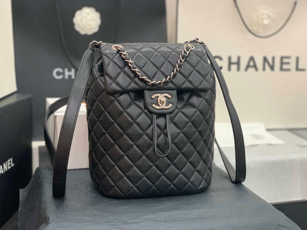 Chanel A91120 Backpack Vintage Lambskin Bag Black