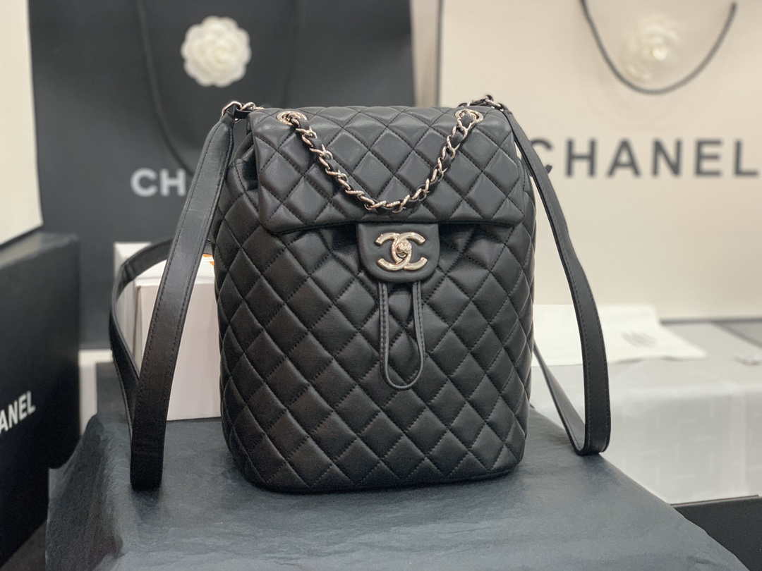 Chanel A91120 Backpack Vintage Lambskin Bag Black