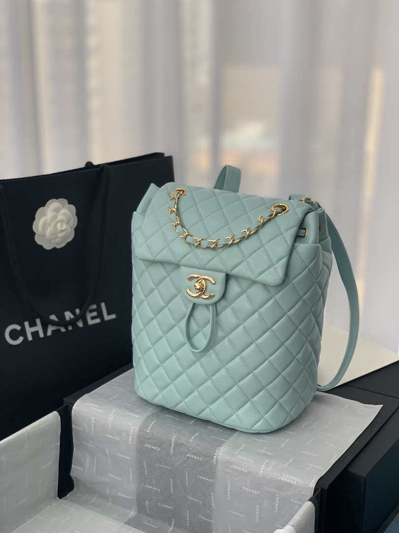 Chanel A91120 Backpack Vintage Lambskin Bag Blue - Gold / Small 25 x 20 x10 ???? - View 1