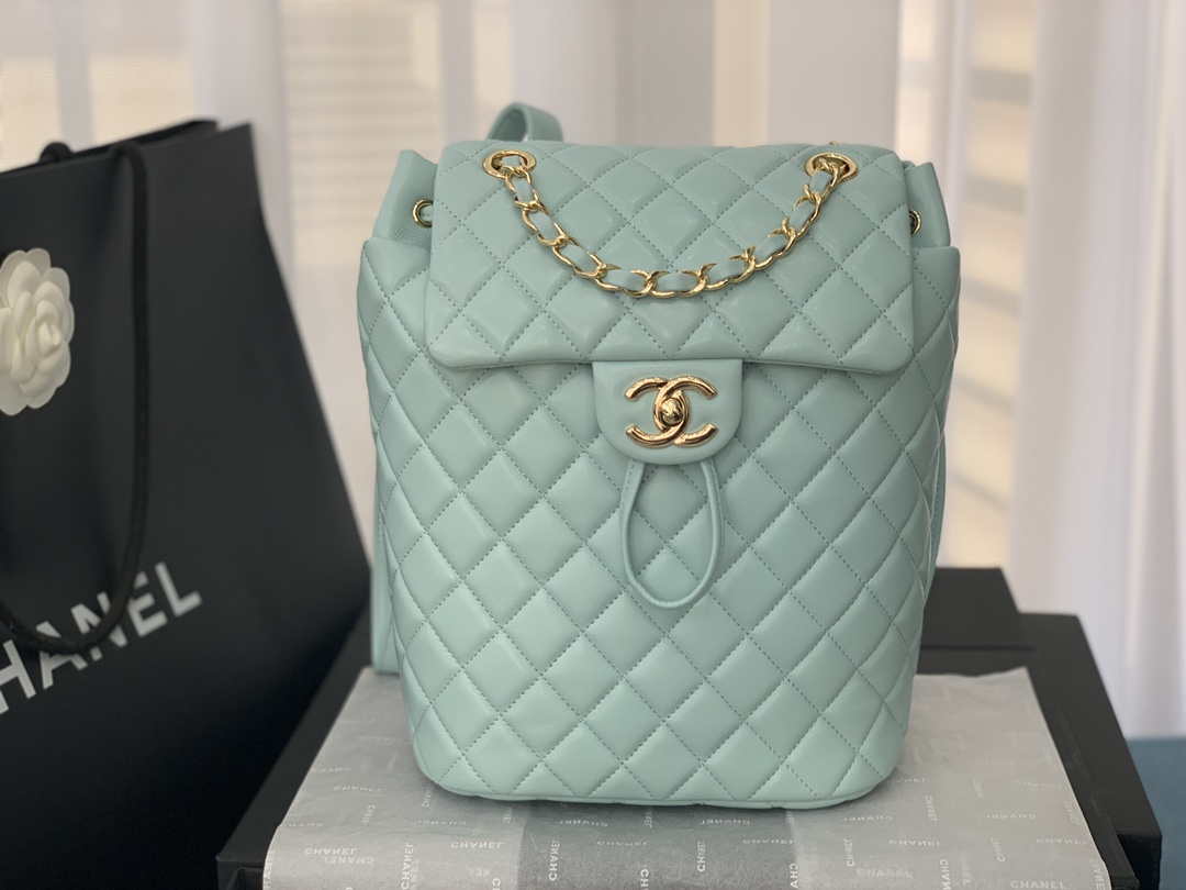 Chanel A91120 Backpack Vintage Lambskin Bag Blue - Gold / Small 25 x 20 x10 ???? - View 2
