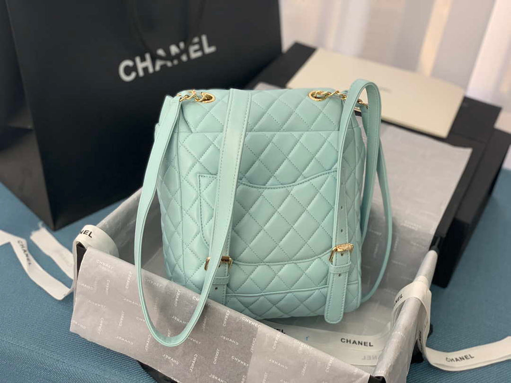 Chanel A91120 Backpack Vintage Lambskin Bag Blue