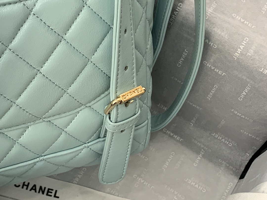 Chanel A91120 Backpack Vintage Lambskin Bag Blue - Gold / Small 25 x 20 x10 ???? - View 8