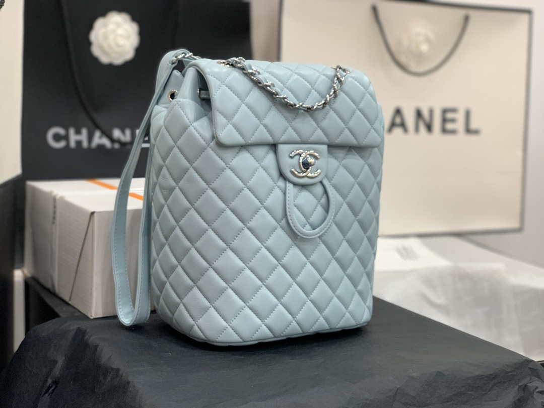Chanel A91120 Backpack Vintage Lambskin Bag Blue - Gold / Small 25 x 20 x10 ???? - View 10
