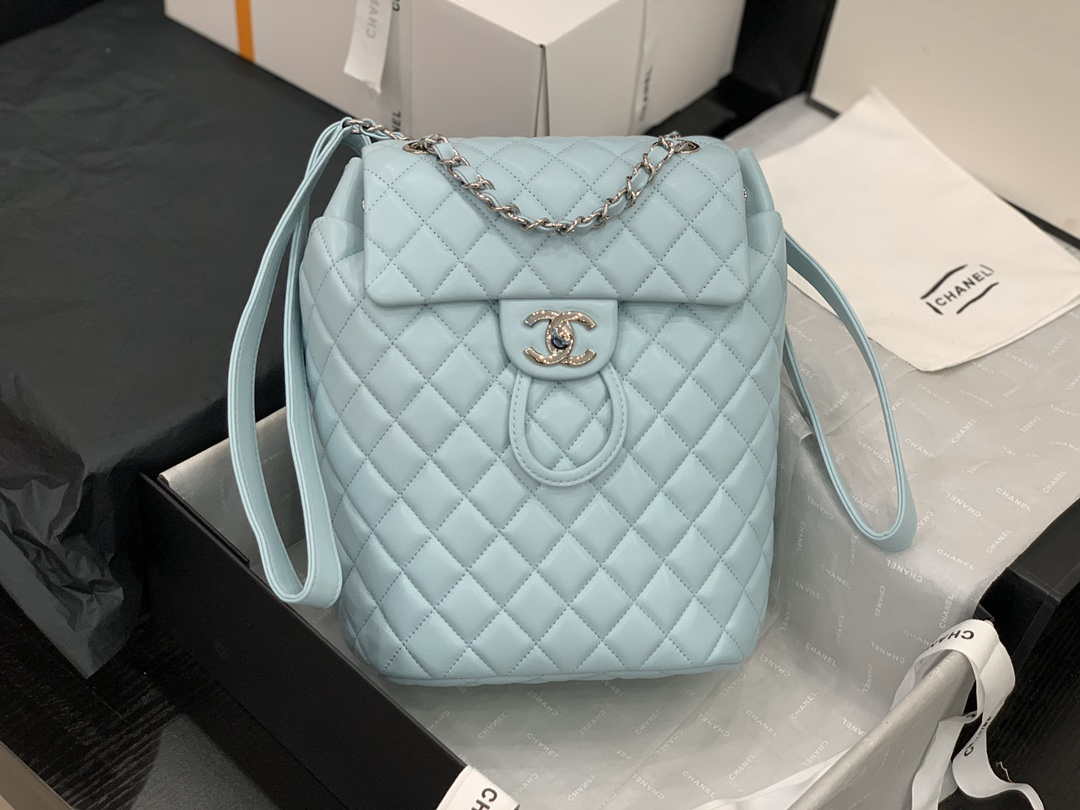 Chanel A91120 Backpack Vintage Lambskin Bag Blue - Gold / Small 25 x 20 x10 ???? - View 11