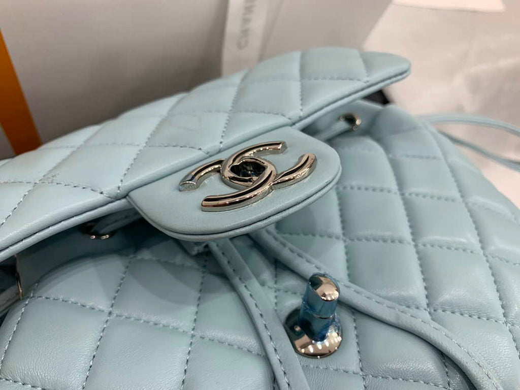 Chanel A91120 Backpack Vintage Lambskin Bag Blue