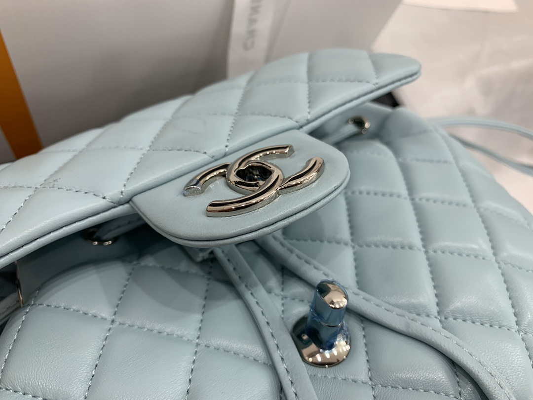 Chanel A91120 Backpack Vintage Lambskin Bag Blue