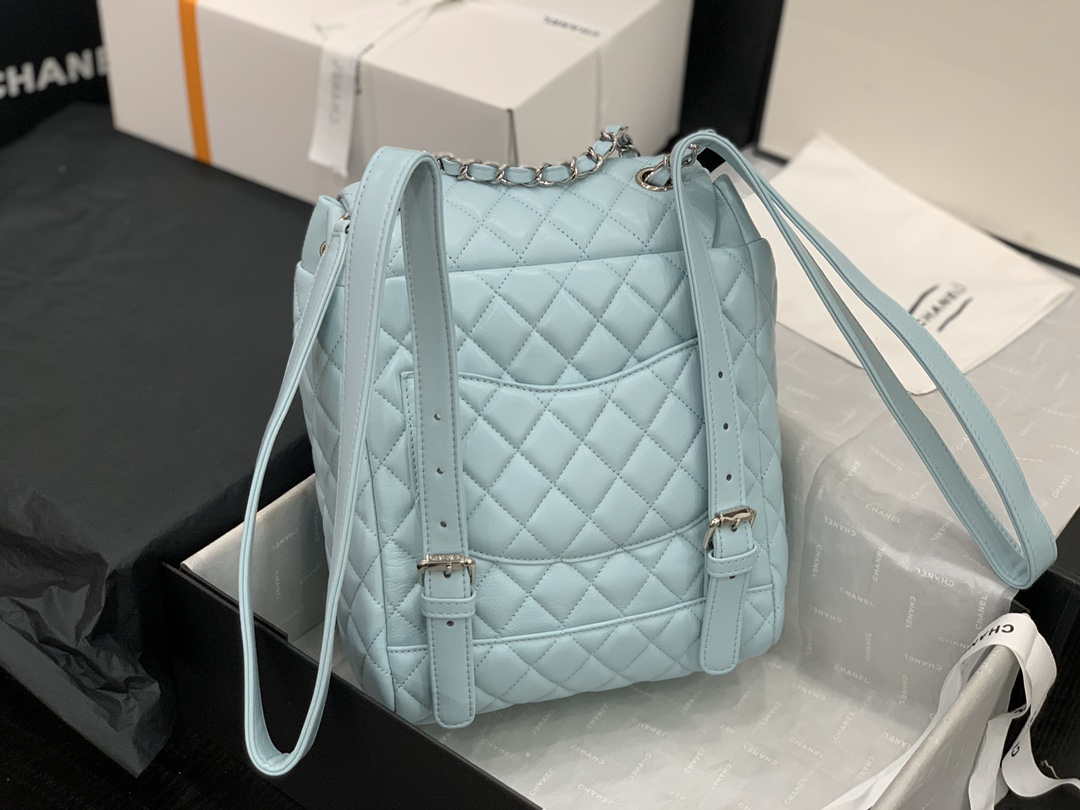 Chanel A91120 Backpack Vintage Lambskin Bag Blue
