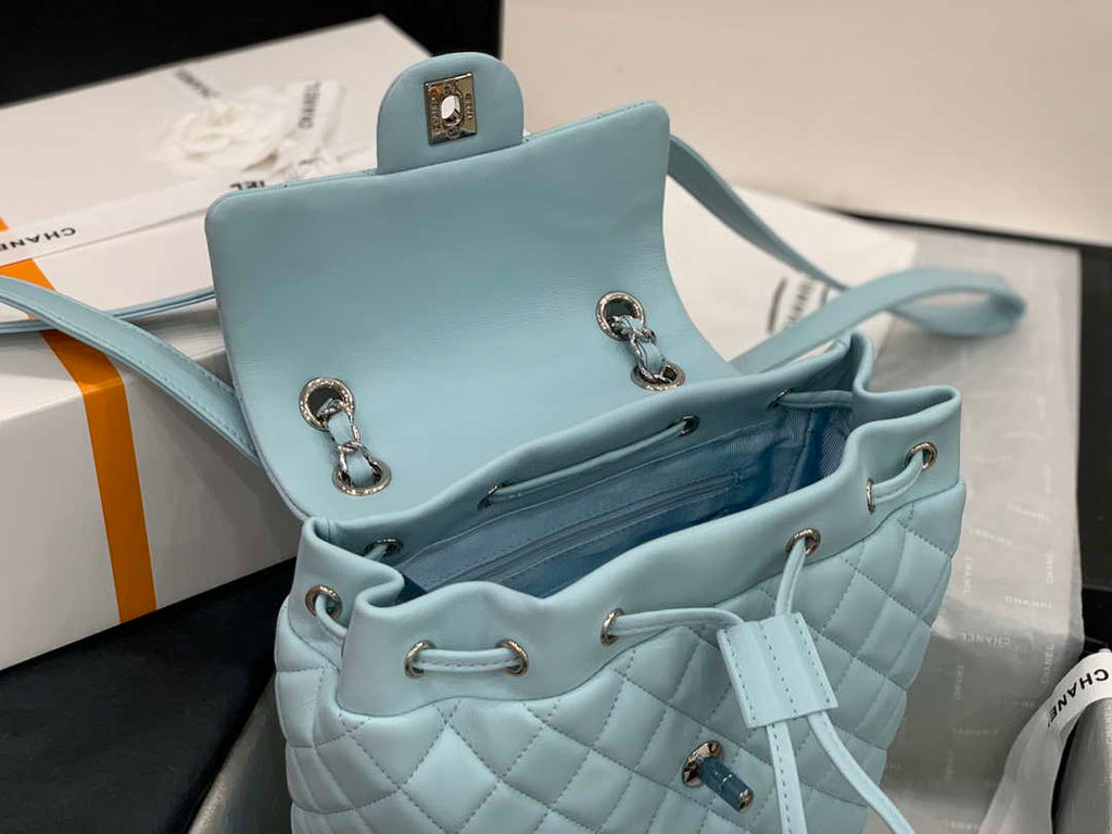 Chanel A91120 Backpack Vintage Lambskin Bag Blue