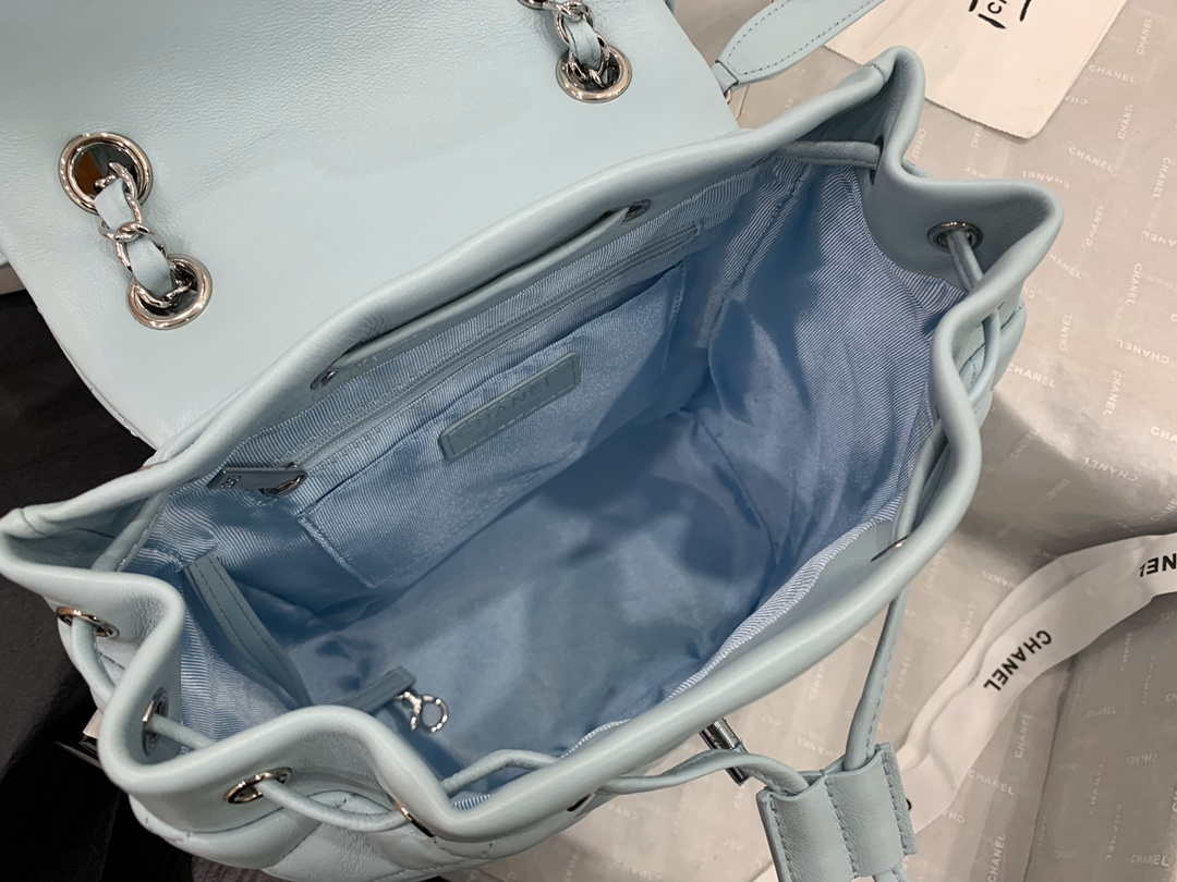 Chanel A91120 Backpack Vintage Lambskin Bag Blue