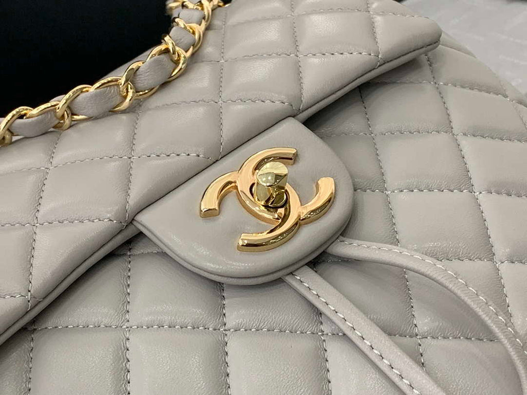 Chanel A91120 Backpack Vintage Lambskin Bag Gray