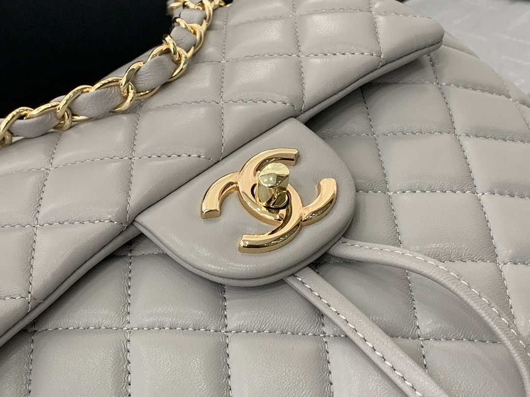 Chanel A91120 Backpack Vintage Lambskin Bag Gray - Gold / Small 25 x 20 x10 ???? - View 5