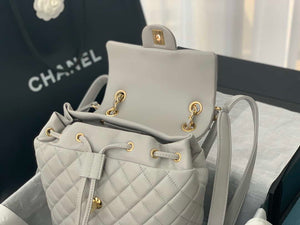 Chanel A91120 Backpack Vintage Lambskin Bag Gray - Gold / Small 25 x 20 x10 ???? - View 9