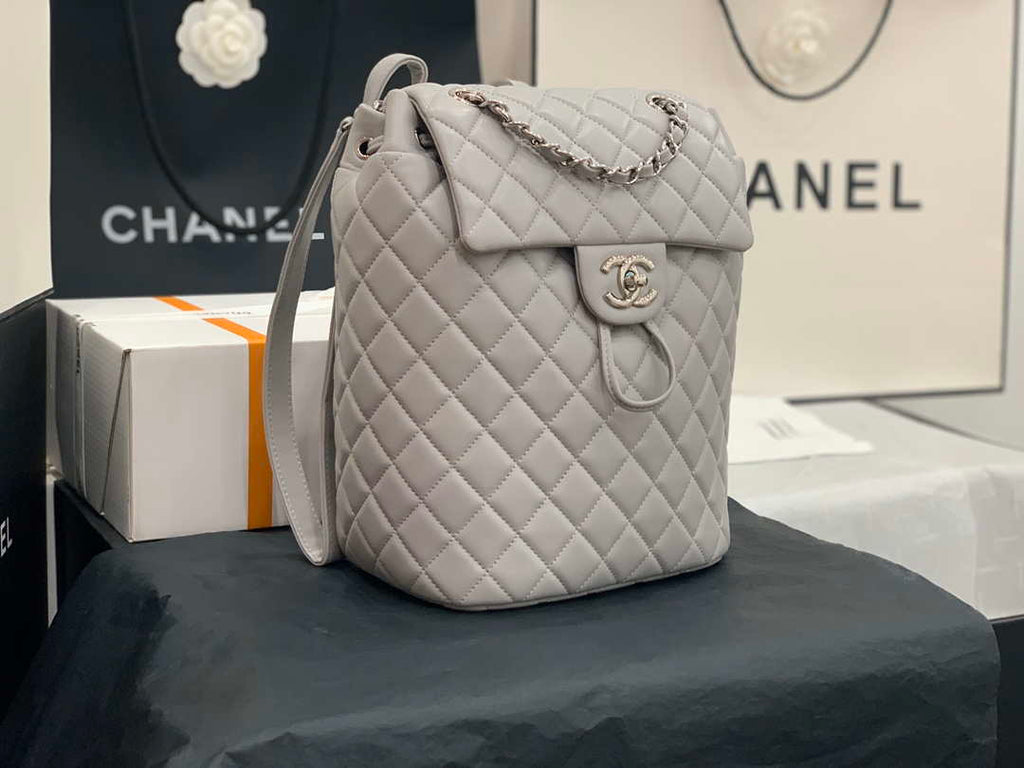 Chanel A91120 Backpack Vintage Lambskin Bag Gray