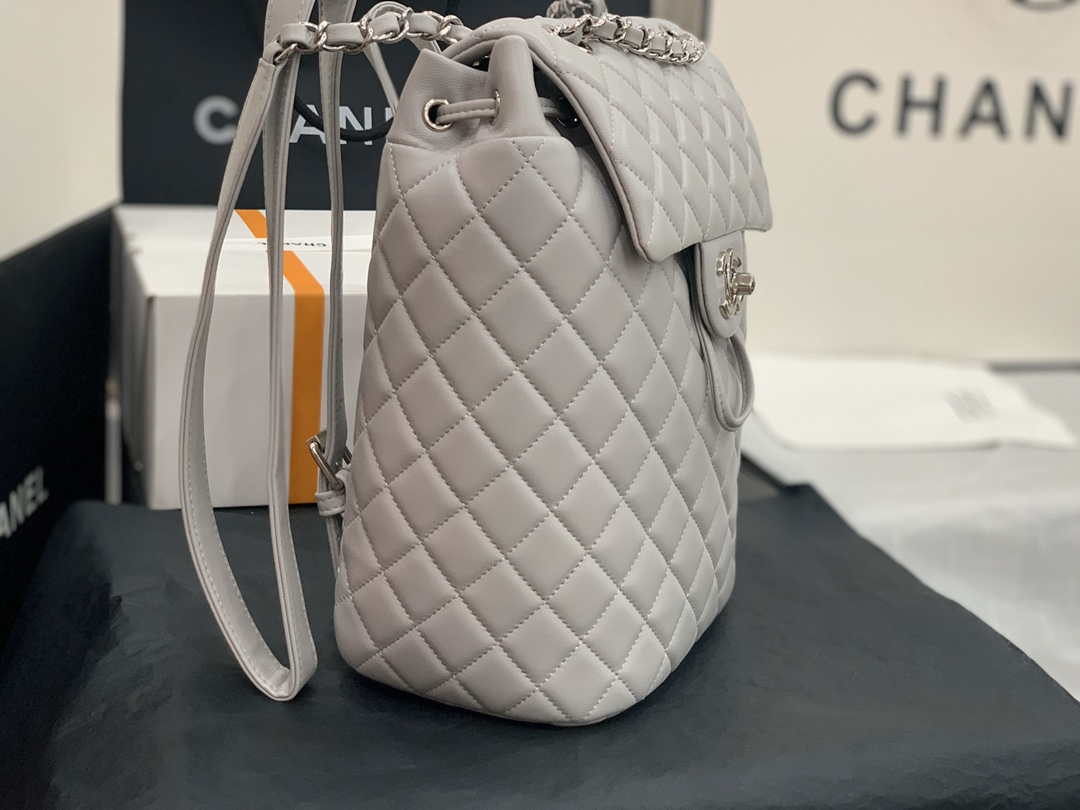 Chanel A91120 Backpack Vintage Lambskin Bag Gray - Gold / Small 25 x 20 x10 ???? - View 14