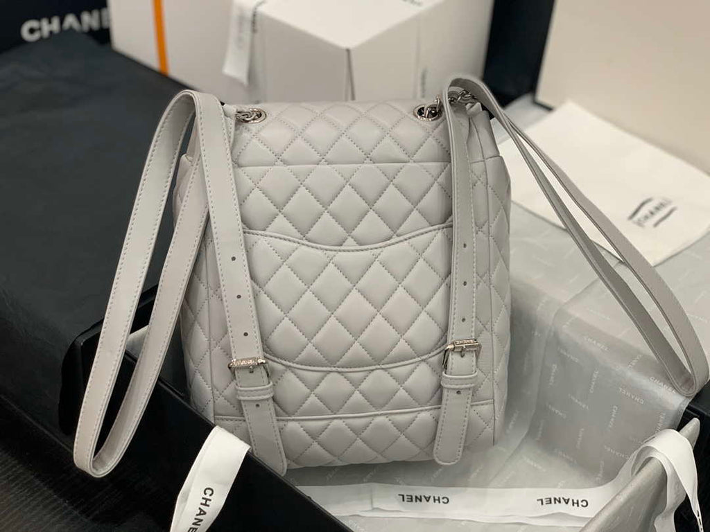 Chanel A91120 Backpack Vintage Lambskin Bag Gray