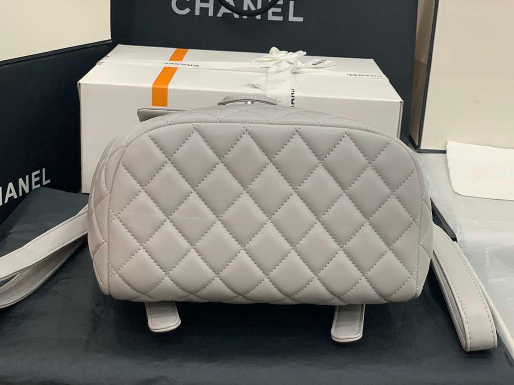 Chanel A91120 Backpack Vintage Lambskin Bag Gray