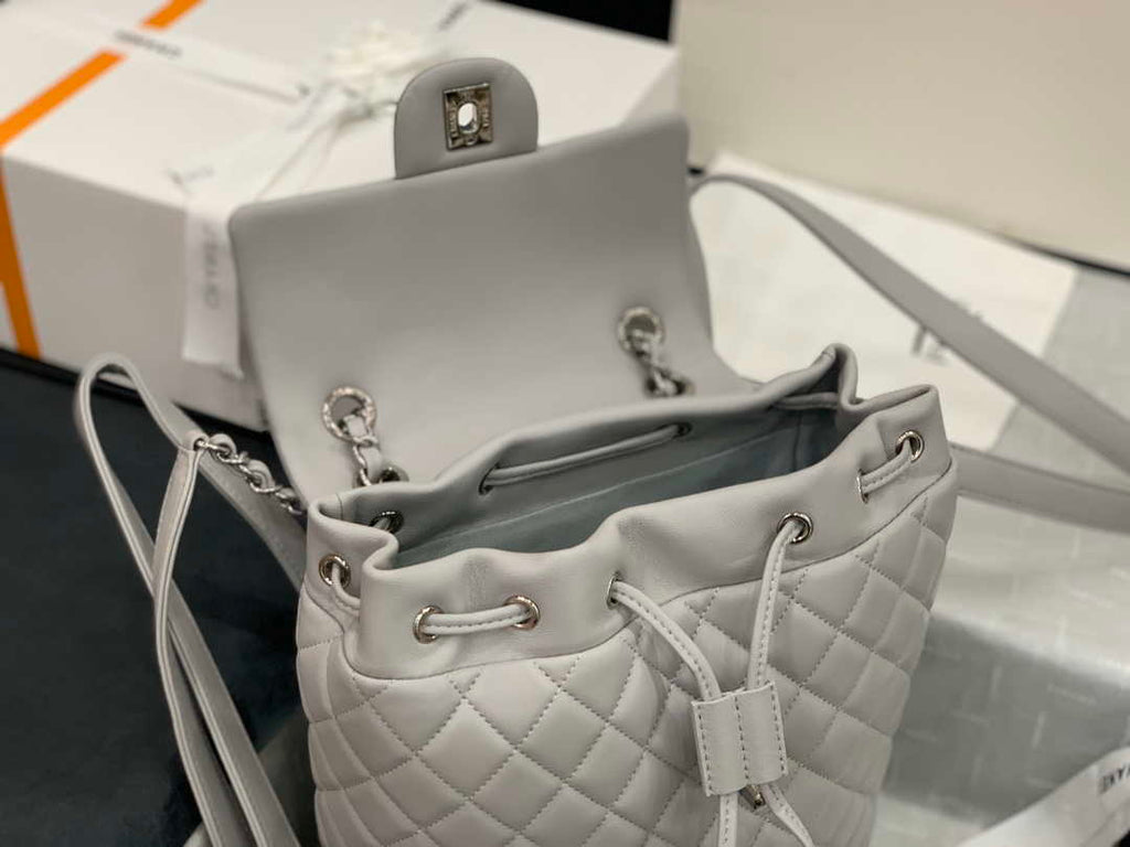 Chanel A91120 Backpack Vintage Lambskin Bag Gray