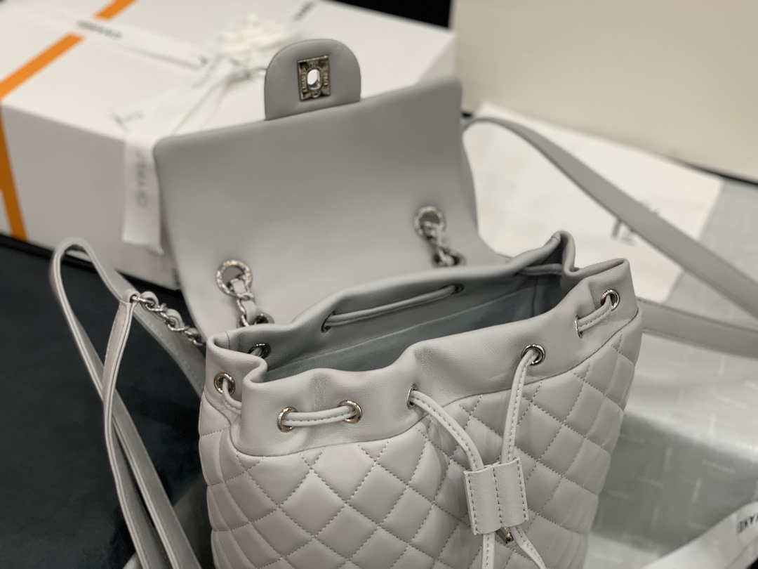 Chanel A91120 Backpack Vintage Lambskin Bag Gray - Gold / Small 25 x 20 x10 ???? - View 18