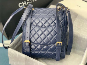 Chanel A91120 Backpack Vintage Lambskin Bag Navy Blue - Gold / Small 25 x 20 x10 ???? - View 5