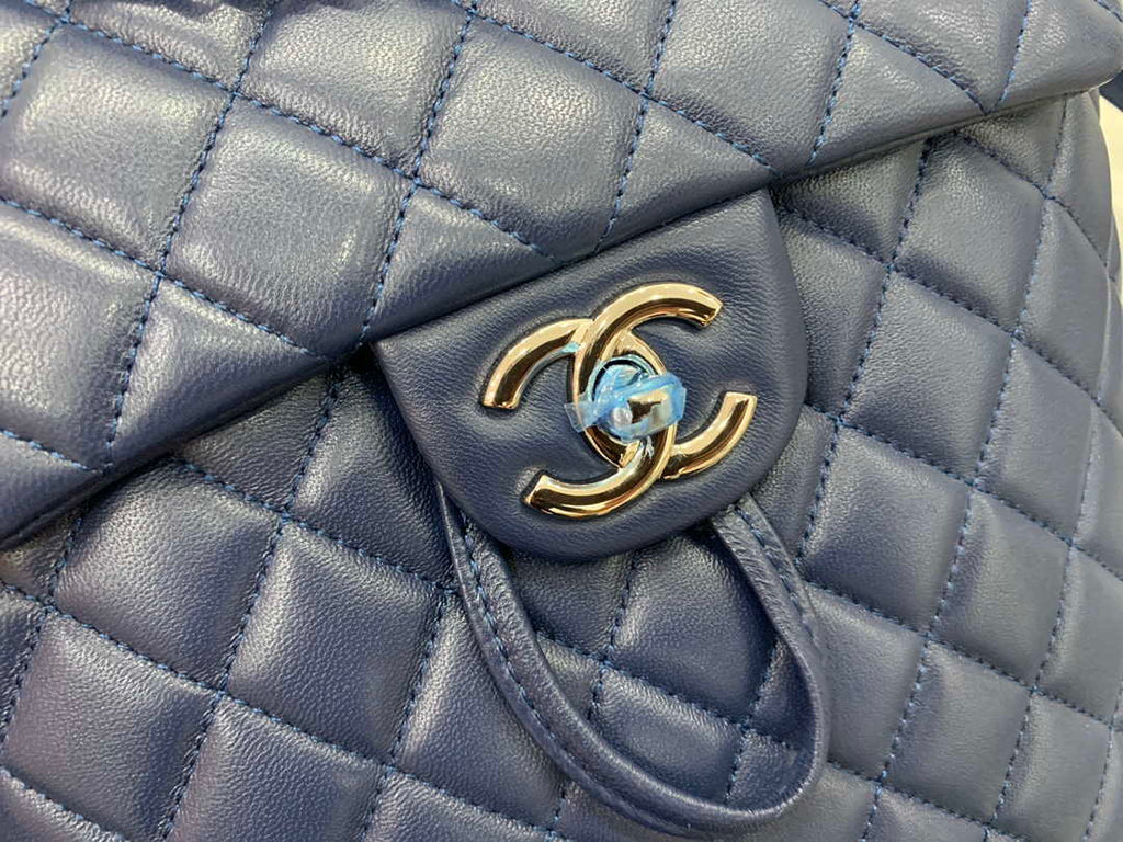 Chanel A91120 Backpack Vintage Lambskin Bag Navy Blue