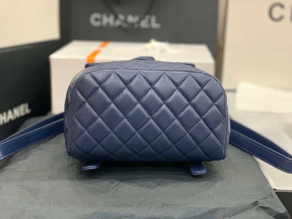 Chanel A91120 Backpack Vintage Lambskin Bag Navy Blue