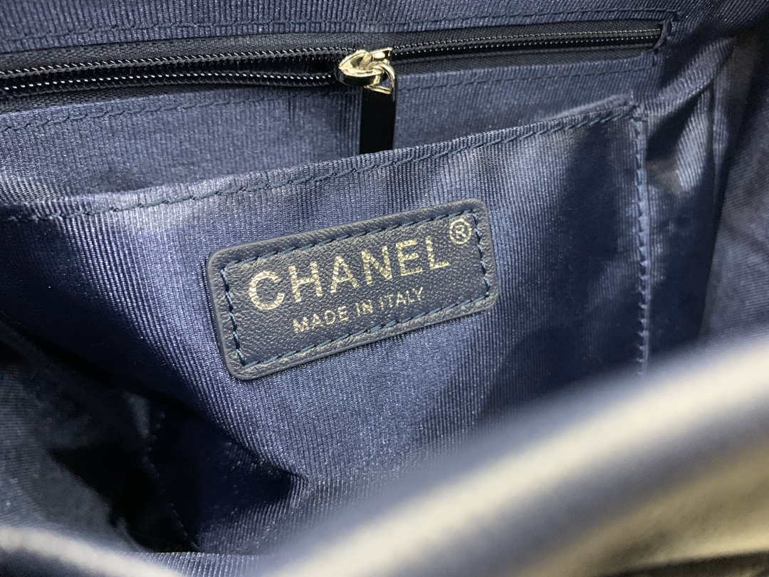 Chanel A91120 Backpack Vintage Lambskin Bag Navy Blue