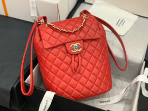 Chanel A91120 Backpack Vintage Lambskin Bag Red - Gold / Small 25 x 20 x10 ???? - View 3