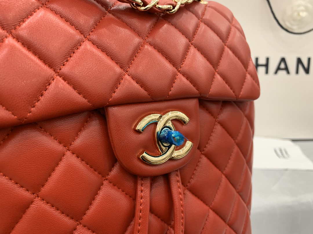 Chanel A91120 Backpack Vintage Lambskin Bag Red